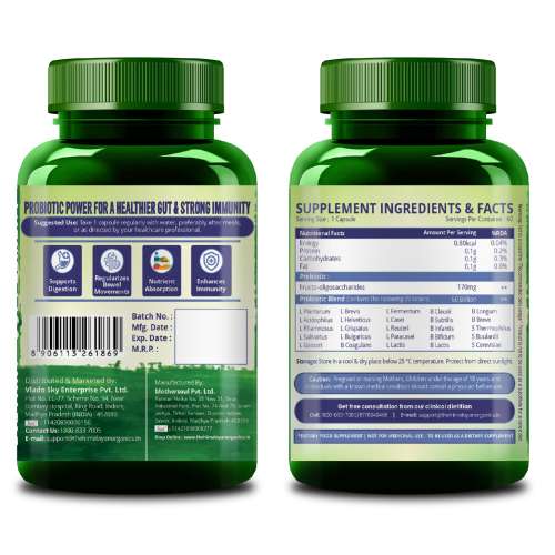 Vlado's Himalayan Organics: Vlados Himalayan Organic Probiotics 60 Billion CFU + 170Mg Prebiotics + 24 Strains Supplement | Better Nutrient Absorption | Healthy Digestion, Stronger Immunity & Overall Wellness - 60 Veg Capsules