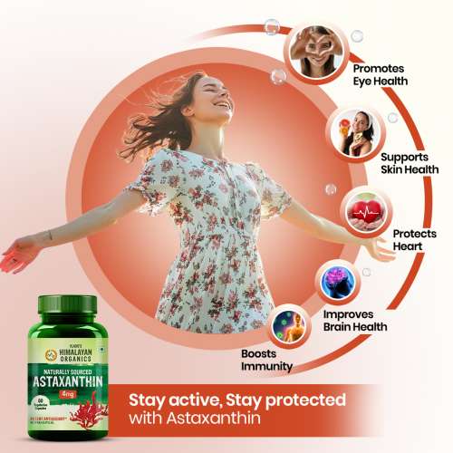 Vlado's Himalayan Organics: Naturally Sourced Astaxanthin 4mg | Antioxidant for Skin, Eye & Energy | 60 Veg Capsules