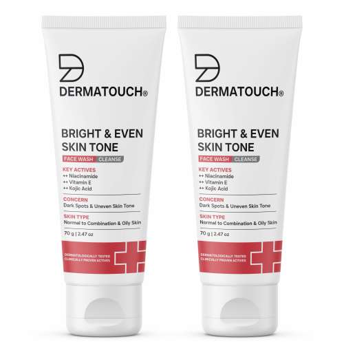 Dermatouch: Dermatouch Bright & Even Skin Tone Face Wash Po2 | For Tan & Dark Spot Removal | For Even & Glowing Skin | For All Skin Types | For Both Men & Women | 70gm  Pack Of 2
