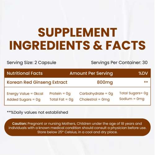 Vlado's Himalayan Organics: Korean Red Ginseng 1000mg/Serve 100 Veg Capsules