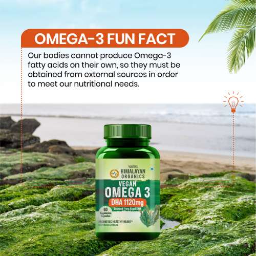 Vlado's Himalayan Organics: Vlado's Himalayan Organics Vegan Omega 3 - 1120 MG Supplement | 3X Strength | Veg DHA | Vegetarian Omega 3 | Algal DHA | Plant Based | No Fish oil Used I Healthy Heart, Joints & Eyes I Omega Capsules for Men & Women- 60 Veg Capsules