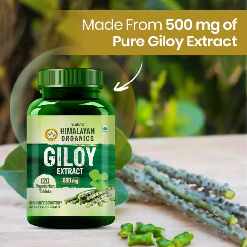 Vlado's Himalayan Organics: Giloy Extract | Immunity Booster | Helps in Blood Purification | 120 Veg Tablets