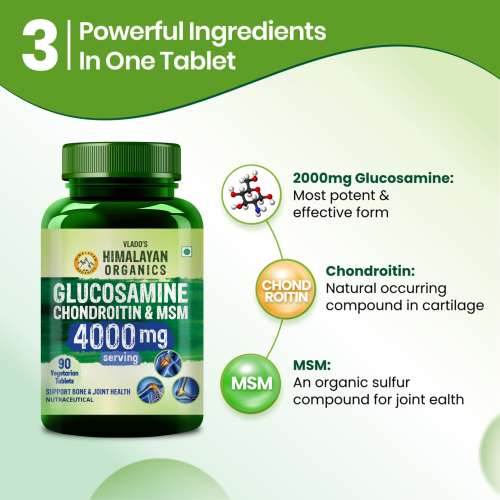 Vlado's Himalayan Organics: Vlados Himalayan Organics Glucosamine Chondroitin MSM with Boswellia | Cartilage & Joint Support Supplement | Glucosamine for Joint Relieves Pain and Stiffness - 90 Vegetarian Tablet