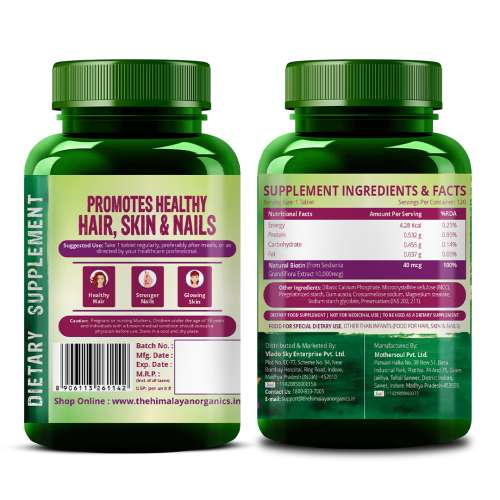 Vlado's Himalayan Organics: Biotin 10,000Mcg for Hair Growth- 120 tablets