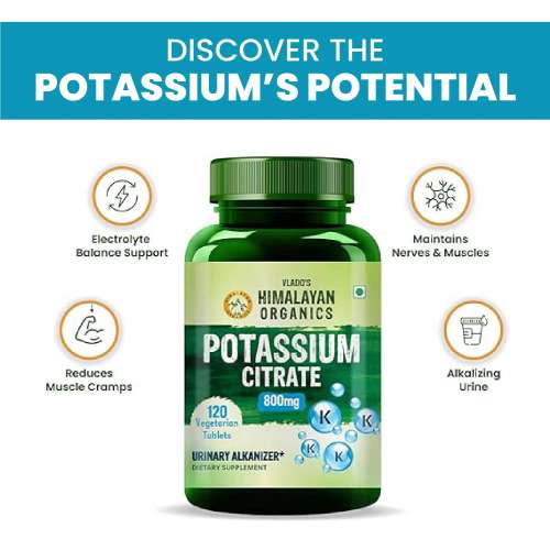 Vlado's Himalayan Organics: Potassium Citrate 800mg | Supports Nerve & Muscle Health | 120 Veg Tablets