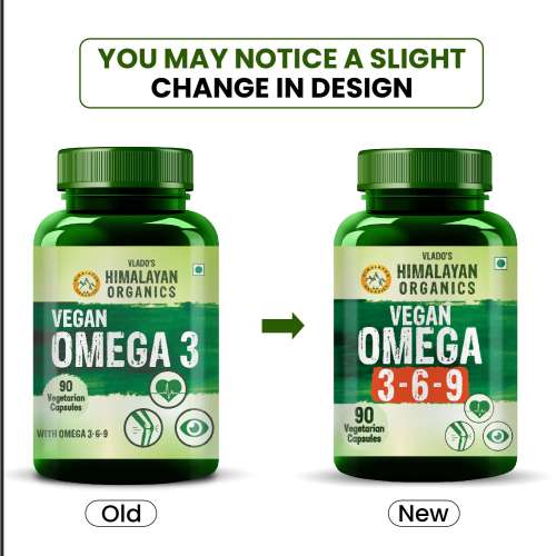 Vlado's Himalayan Organics: Omega 3 6 9 Vegan Natural Nutrition Supplement for Muscle, Bone , Heart & Skin - 90 Capsules
