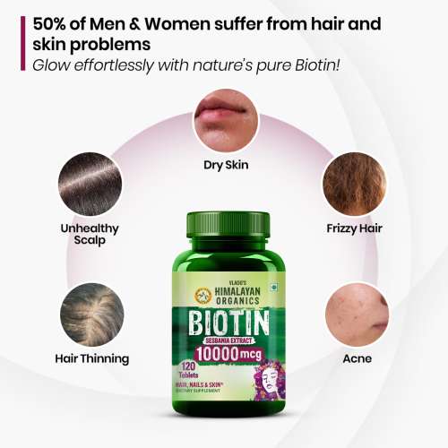 Vlado's Himalayan Organics: Biotin 10,000Mcg for Hair Growth- 120 tablets