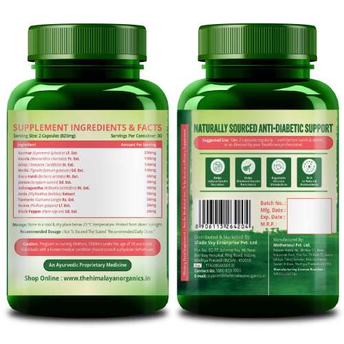 Vlado's Himalayan Organics: Diabetes Support Supplement | Helps Control Blood Sugar Levels | 100% Vegetarian (60 Capsules)