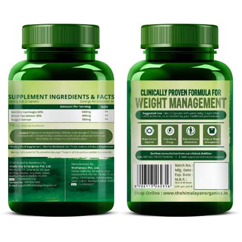 Vlado's Himalayan Organics: Garcinia Cambogia Supplement for Weight Management - 60 Veg Capsules