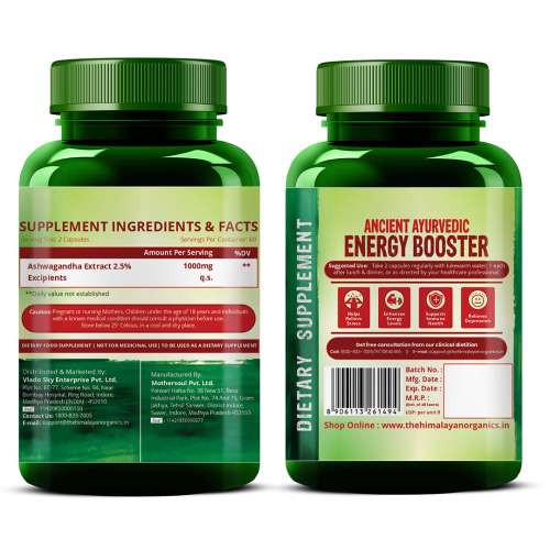 Vlado's Himalayan Organics: Ashwagandha 1000Mg | Boost Energy, Strength, Stamina | Helps Anxiety & Stress Relief For Men & Women (120 Capsules)