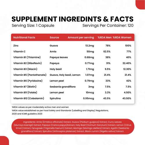 Vlado's Himalayan Organics: Plant Based Zinc with Vitamin C | Builds Immunity & Anti Inflammation || 120 Veg Capsules