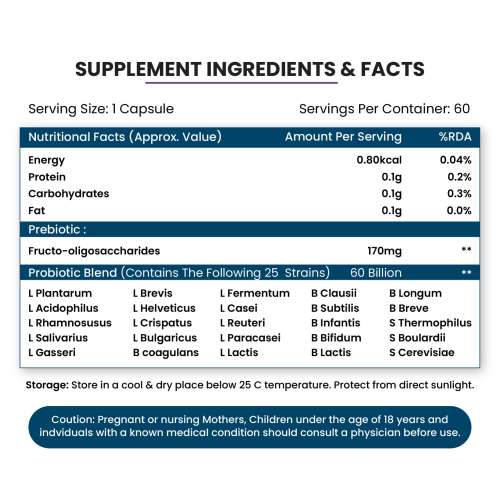 Vlado's Himalayan Organics: Vlados Himalayan Organic Probiotics 60 Billion CFU + 170Mg Prebiotics + 24 Strains Supplement | Better Nutrient Absorption | Healthy Digestion, Stronger Immunity & Overall Wellness - 60 Veg Capsules