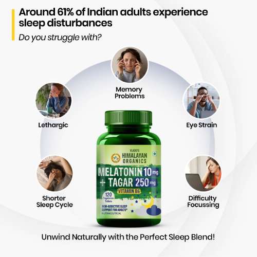 Vlado's Himalayan Organics: Melatonin 10mg + Tagar 250mg | Potent Sleep Aid Formula | 120 Veg Tablets