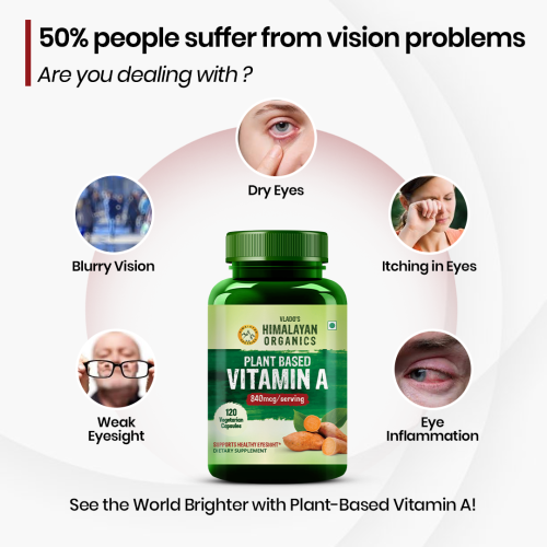 Vlado's Himalayan Organics: Plant-Based Vitamin A Supplement Supports Healthy Eye Sight | Natural Anti-Oxidant (120 Capsules)