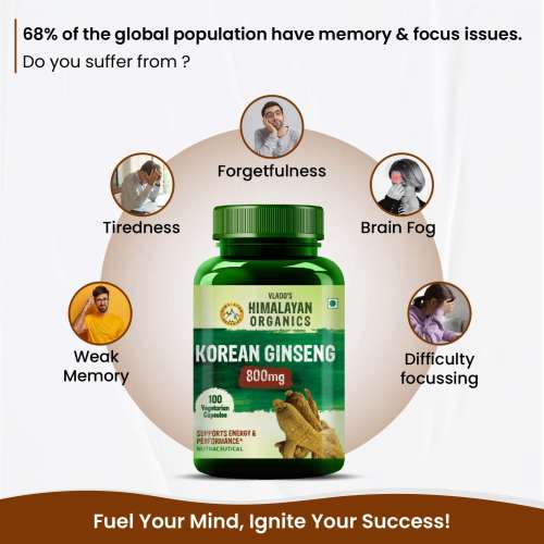 Vlado's Himalayan Organics: Korean Red Ginseng 1000mg/Serve 100 Veg Capsules