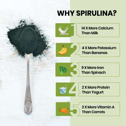 Vlado's Himalayan Organics: Spirulina 2000mg Supplement | Green Food For Good Health Weight Management And Immunity Booster | Helps In Healthy Heart - 60 Vegetarian Capsules