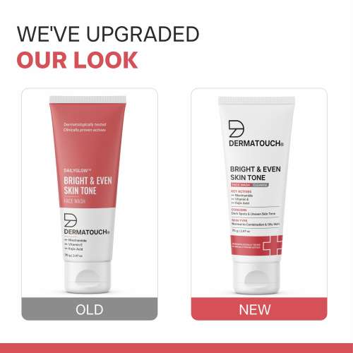 Dermatouch: Dermatouch Bright & Even Skin Tone Face Wash Po2 | For Tan & Dark Spot Removal | For Even & Glowing Skin | For All Skin Types | For Both Men & Women | 70gm  Pack Of 2