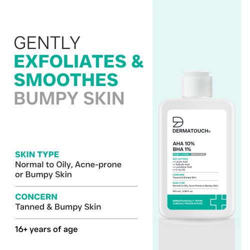 Dermatouch: DERMATOUCH AHA 10% BHA 1% Body Lotion for Men & Women - Body lotion for dry skin  De-tans, Moisturizing & Bumpy Skin / Suitable for All Skin Types 100ml  Pack of 2