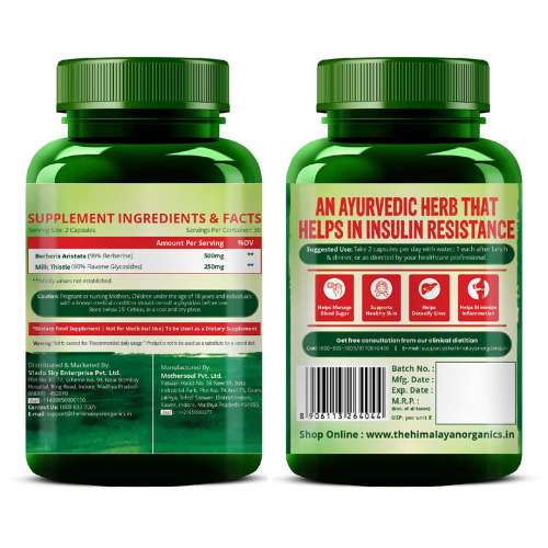 Vlado's Himalayan Organics: Vlado's Himalayan Organics Berberis Berberine 98% with Milk Thistle I Berberine Capsules 750 mg | Berberine Supplements for 2X Liver Support I Berberis Aristata ISupports Liver Health, Antioxidant Protection & Weight Management | Herbal Formula for Detox 