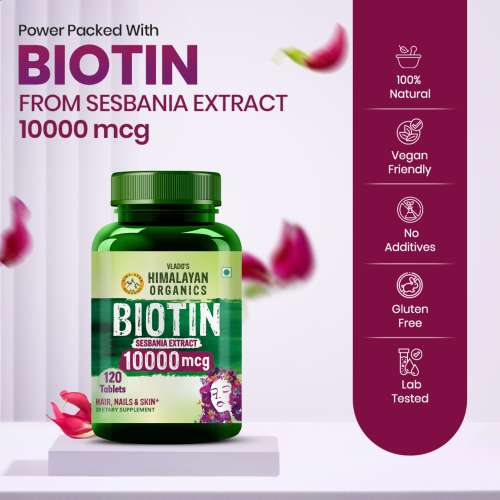 Vlado's Himalayan Organics: Biotin 10,000Mcg for Hair Growth- 120 tablets