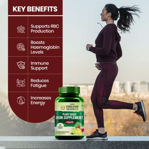 Vlado's Himalayan Organics: Plant Based Iron Supplement with Folate | Blood Builder | Whole Food | 90 Veg Capsules