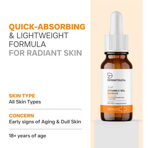 Dermatouch: Dermatouch Vitamin C 10% Serum With Cycloretin  Brightening, Firming & Anti-Aging Face Serum For Men & Women | For A Radiant, Firmed & Even-Toned Skin 10ml
