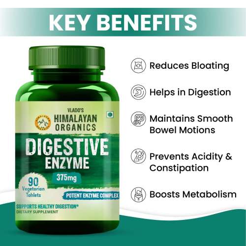 Vlado's Himalayan Organics: Digestive Enzyme for Healthy Digestion- 90 Veg Tablets