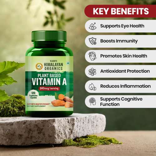 Vlado's Himalayan Organics: Plant-Based Vitamin A Supplement Supports Healthy Eye Sight | Natural Anti-Oxidant (120 Capsules)