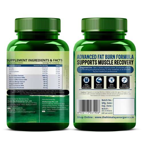 Vlado's Himalayan Organics: L-Carnitine 2000mg/Serve | Supports Muscle Recovery, Fat Burn & Energy | 120 Veg Tablets