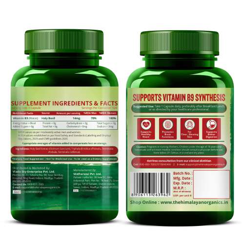 Vlado's Himalayan Organics: Plant-Based Vitamin B3 | Supports Healthy Skin and Heart 120 Capsules