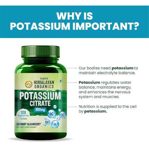 Vlado's Himalayan Organics: Potassium Citrate 800mg | Supports Nerve & Muscle Health | 120 Veg Tablets