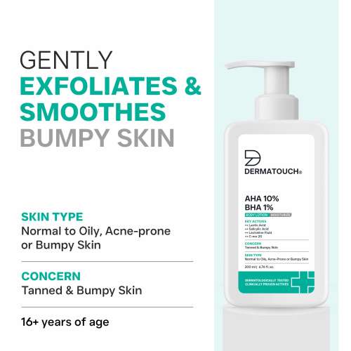 Dermatouch: DERMATOUCH AHA 10% BHA 1% Body Lotion for Men & Women - Body lotion for dry skin  De-tans, Moisturizing & Bumpy Skin / Suitable for All Skin Types 200ml