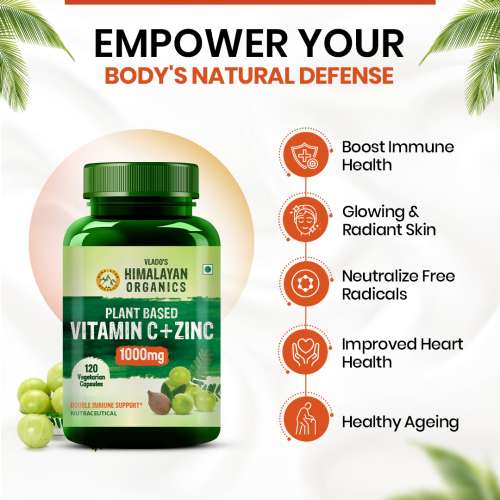 Vlado's Himalayan Organics: Plant Based Vitamin C with Zinc - 120 Veg Capsules