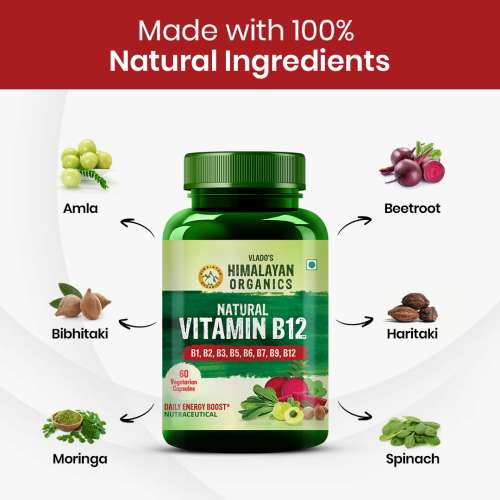Vlado's Himalayan Organics: Plant Based Vitamin B12 Natural- 60 Veg Capsules