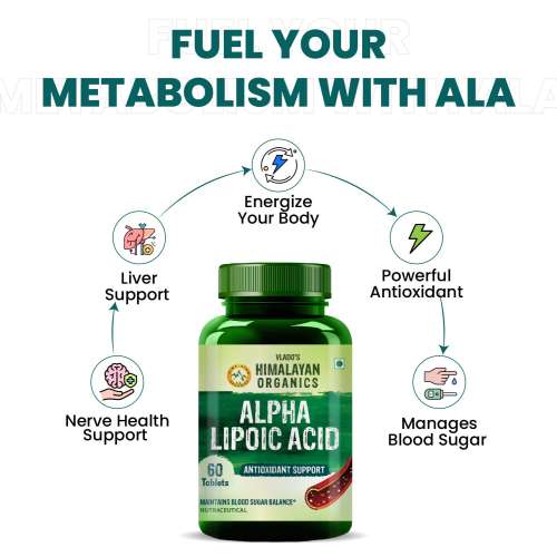 Vlado's Himalayan Organics: Alpha Lipoic Acid 300mg | Boost Liver Function, Healthy Blood Sugar, Antioxidant | 60 Veg Tablets