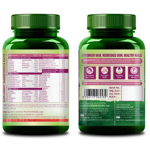 Vlado's Himalayan Organics: Biotin 10,000 mcg Supplement with Keratin, Amino Acids & Multivitamin - 120 Veg Tablets