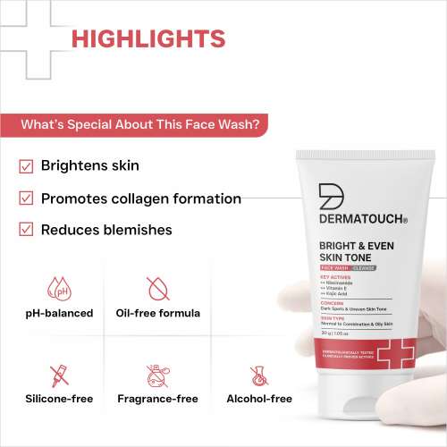 Dermatouch: Daily Glow Bright & Even Skin Tone Face Wash - 30gm