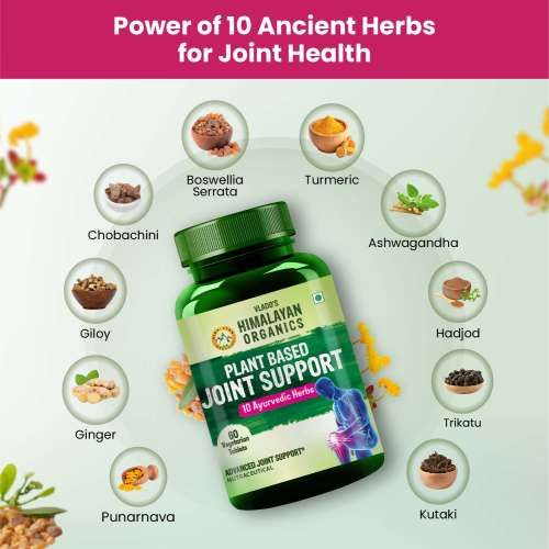Vlado's Himalayan Organics: Plant Based Joint Support With Boswellia Serrata | Amla, Alfalfa, Turmeric, Moringa + 10 Ayurvedic Herbs | Strong Bones & Relives Joint Pain | Better Flexibility For Men & Women - 60 Veg Tablets