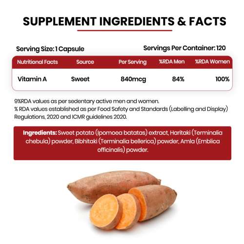 Vlado's Himalayan Organics: Plant-Based Vitamin A Supplement Supports Healthy Eye Sight | Natural Anti-Oxidant (120 Capsules)
