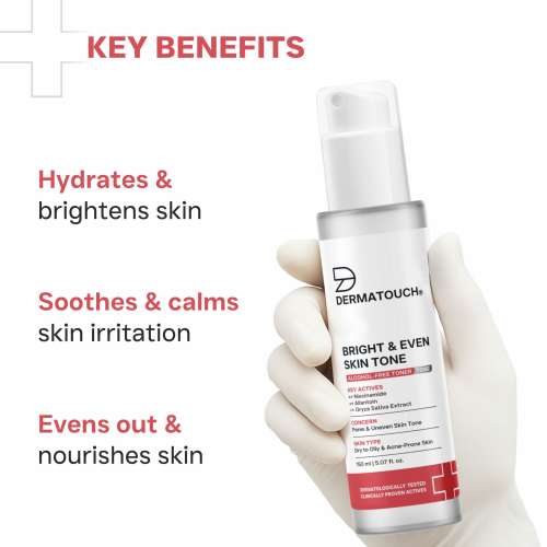 Dermatouch: Dermatouch Bright & Even Skin Tone Alcohol Free Toner With 3% Niacinamide  Face Toner For Dullness, Dehydration & Open Pores / Suitable For All Skin Types 150ml  Pack Of 2