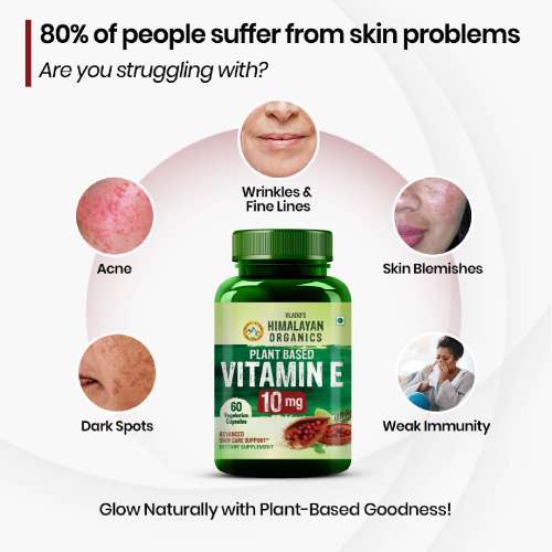 Vlado's Himalayan Organics: Plant Based Vitamin E Capsules (Non-GMO Sunflower Oil, Aloevera Oil, Argan Oil) - 60 Capsules