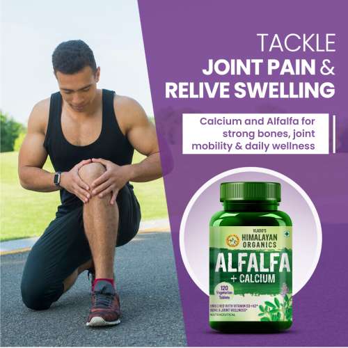 Vlado's Himalayan Organics: Alfalfa, Calcium Citrate Malate 1200mg with Vitamin D, K2 (MK7), B12, Zinc & Magnesium - 120 Veg Tablets