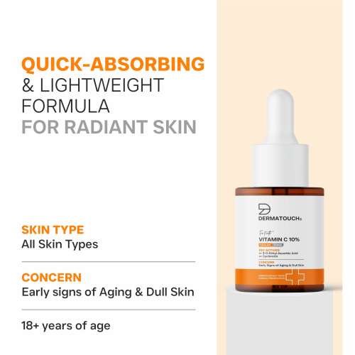 Dermatouch: Dermatouch Vitamin C 10% Serum With Cycloretin  Brightening, Firming & Anti-Aging Face Serum For Men & Women | For A Radiant, Firmed & Even-Toned Skin 20ml