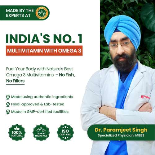 Vlado's Himalayan Organics: Vegan Omega-3 Capsules with Multivitamin, EPA, DHA, B1,B2,B3,B5,B7,B9,B9,B12,C,D3,K2, 25+ Ingredients for Energy, Immunity, Heart, Bone & Joints Support - 60 veg capsules