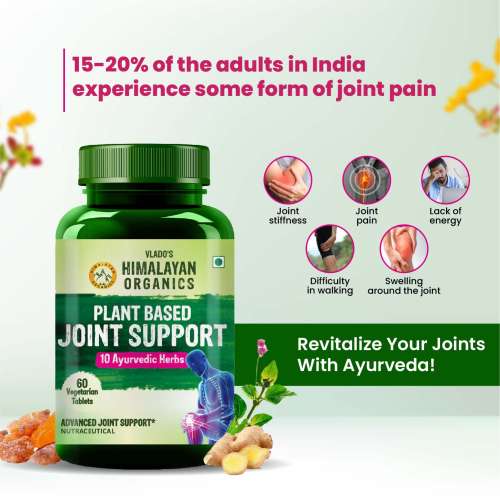 Vlado's Himalayan Organics: Plant Based Joint Support With Boswellia Serrata | Amla, Alfalfa, Turmeric, Moringa + 10 Ayurvedic Herbs | Strong Bones & Relives Joint Pain | Better Flexibility For Men & Women - 60 Veg Tablets