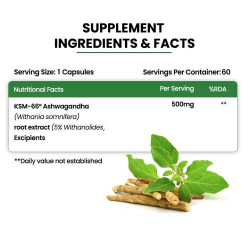 Vlado's Himalayan Organics: KSM - 66 Ashwagandha 1000Mg I KSM-66 I Boost Energy, Strength, Stamina | Helps Anxiety & Stress Relief For Men & Women (60 Capsules)