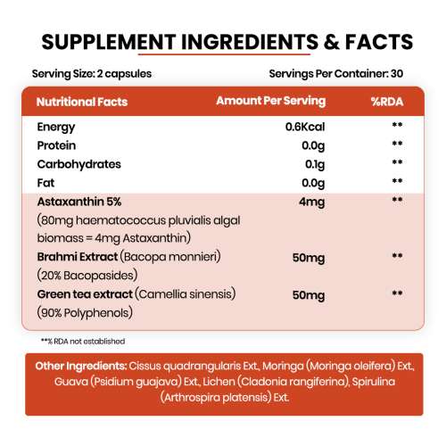 Vlado's Himalayan Organics: Naturally Sourced Astaxanthin 4mg | Antioxidant for Skin, Eye & Energy | 60 Veg Capsules