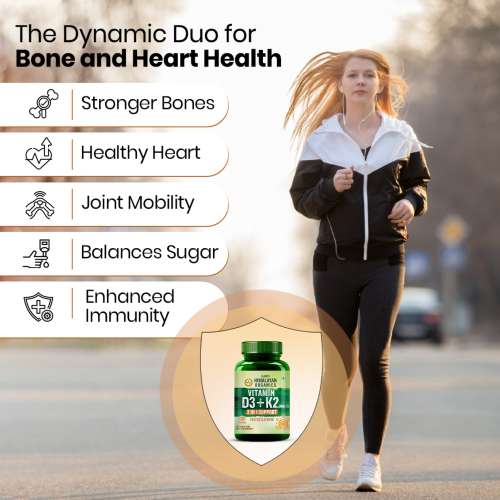 Vlado's Himalayan Organics: Vlados Himalayan Organics Vitamin D3 600 IU + K2 as MK7 Supplement | Supports Stronger Immunity & Bone & Heart Health | Healthy Heart For Men And Women - 120 Veg Tablets
