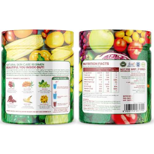 Vlado's Himalayan Organics: Plant Based Collagen Builder Powder for Skin Regeneration, Anti-Aging Beauty & Repair (with Sea Buckthorn,Evening Primrose, Acai Berry) 250gm