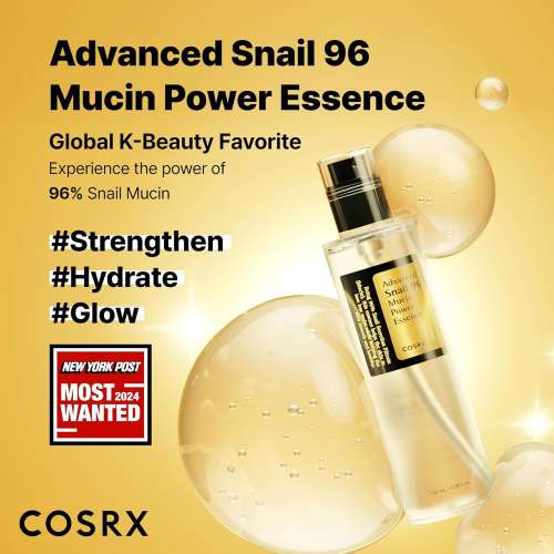 COSRX: Advanced Snail 96 Mucin Power Essence | Deep Hydration | Glass Skin | Snail Mucin | Barrier Repair | 100ml